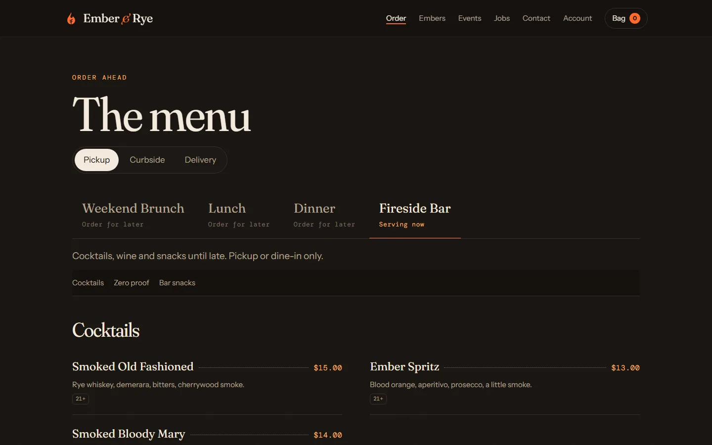 Four menus that open and close on their own